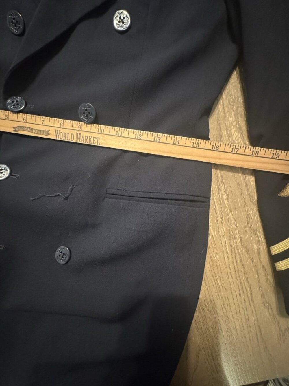 VTG Ralph Lauren Sz 6 Navy Wool Double Breasted Admiral Embroidered Jacket USA - Picture 3 of 15